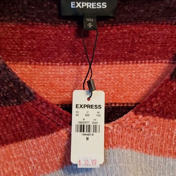 NWT CHENILLE STRIPED SWEATER - Picture 2 of 4